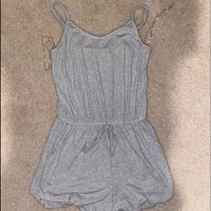 grey and white striped romper